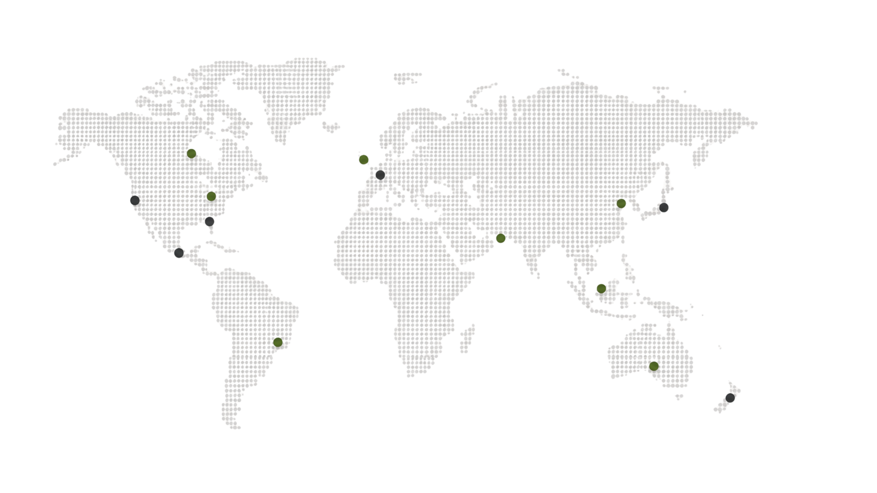 Global allocations map — 5 Legacy active markets across 12+ countries on 4 continents